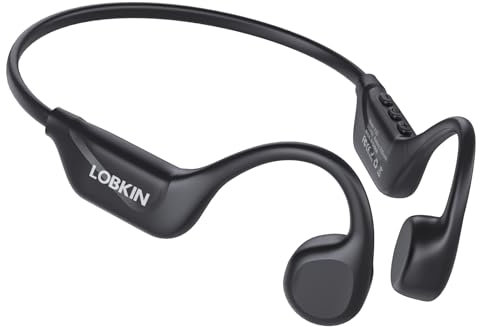 LOBKIN Auriculares Conducción Osea Bluetooth 5.4, Auriculares de Oído Abierto IPX5 Impermeables Cascos Deportivos Oseos Inalámbricos para Fitness Ciclismo Correr