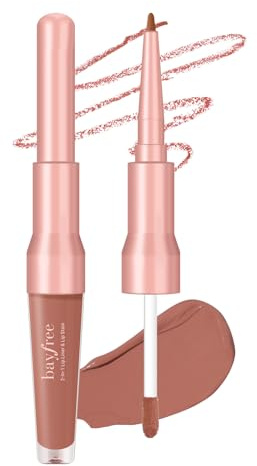 bayfree 2-IN-1 Lip Liner and Lip Stain, Hochpigmentierter Langanhaltender Lippenstift, Wasserfester Lipliner mit Mattes Finish, Präzise Definierte Lippen, Leichtgewichtige Formel, Tierversuchsfrei