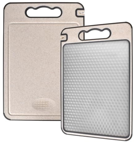 Tagliere Doppio Uso,Acciaio Inox 304 e Paglia di Grano Tagliere,Resistente ai Graffi,Antiscivolo,Alimentare,Privo di BPA,Robusto e Durevole,Lavabile in Lavastoviglie per Carne e Verdure(36,5x25cm)