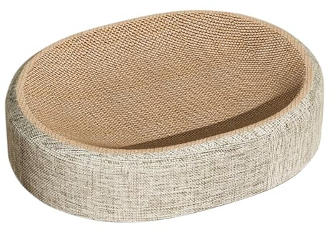 Tabla de rascar ovalada para gatos, cama reciclable para rascar, cartón curvado de larga duración, suministros para mascotas resistentes al desgaste para entretenimiento, entrenamiento de gatitos