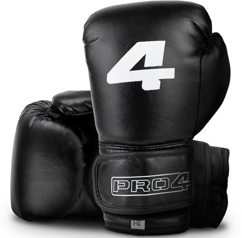 Pro4 Boxhandschuhe Kinder Next Champ speziell für 8 bis 12 Jahre abgestimmt - Ideal für Kampfsport wie Kickboxen, Boxen, Karate UVM. (schwarz/weiß, 8oz (8-12 Jahre))