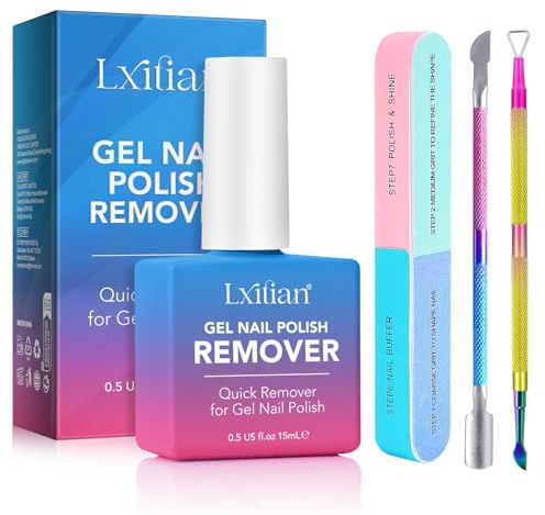 Solvente per unghie in gel da 15 ml, per rimuovere unghie in gel Shellac Remover, gel per unghie, con raschietto, spingicuticole e lima per unghie (15 ml)