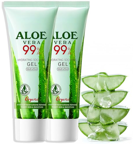 2Pcs Aloe Vera Gel For Skin Care, 99% Pure Aloe Vera Gel With Vitamin E, Itchy & Damaged Skin, Aloevera For SkinCare & Sunburn