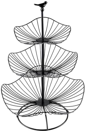 Ronyme multifuncional de hierro de 3 niveles, organizador de fruteros para sala de estar, fiestas, comedores y banquetes, Negro