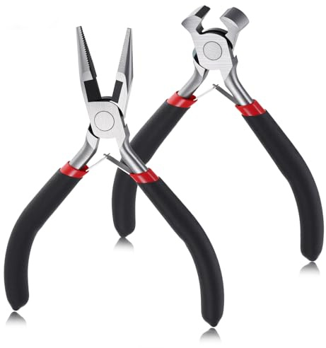 LIQWEI 2 Stück Spitzzange Zur Schmuckherstellung, Mini Zangenset Schmuck Zangen Linesman Zange Für Drahtarbeiten DIY Handwerk Schmuckreparatur Schmuckherstellung