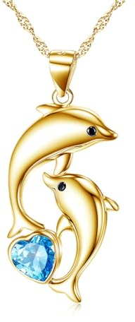 REDSUN Collier avec pendentif dauphin en argent sterling 925 pour femme et fille - Cadeau d'anniversaire, fête des mères, Noël, remise de diplôme, petite amie, mère, 38 mm x 17 mm, Argent sterling