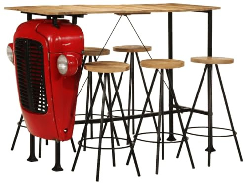 Genérico Set de Mesa y taburetes de Bar 7 Piezas Madera Maciza de Mango,Mobiliario,Conjuntos de Muebles,Conjuntos de Muebles para cocinas y comedores,4009370