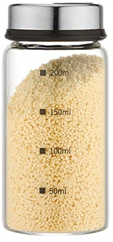Riuulity Barattolo per Condimenti in Vetro da 150 Ml con Scala 4 Uscite, Contenitori per Spezie Facili da Usare Contenitore per Polvere di Peperoncino da per Feste, Saliera Trasparente Bottiglie