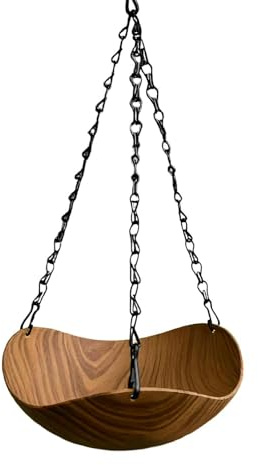 Bebedero para Aves de Exterior - y Bebedero de Madera con Cadena | con Cadena Colgante | Patio Terraza Balcón Aviario