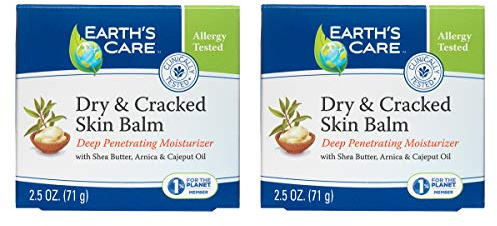 Earth's Care Dry and Cracked Skin Balm Moisturizer for Dry Skin - Cracked Hands Repair Cream - Foot Cream for Dry Heels 2.5 OZ. (2 Jars)