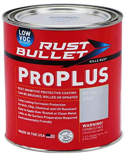 RUST BULLET ProPLUS - Metallic Gray - 1 Quart - Low VOC Rust Inhibitor & Protective Coating, UV Resistant, Durable, Long-Lasting Corrosion Control for Metal