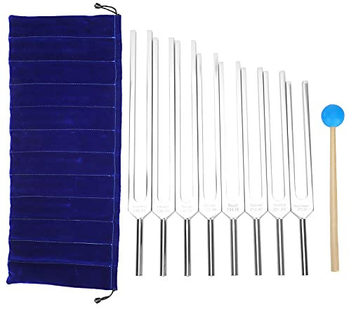 ZJchao Stimmgabel-Set für Chakren, verlängerte Länge, Stimmgabeln mit für Klangheilung, verbessert den Schlaf, Klangheilung, Therapie, Violine / Gitarre / Klavier