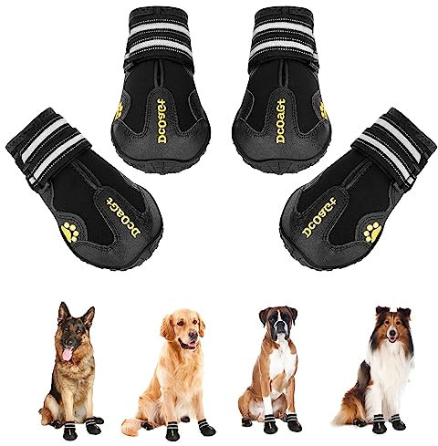 Hundeschuhe für große Hunde, Hundeschuhe und Pfotenschutz für heißen Gehweg, Winter, Schnee, rutschfeste Stiefel zum Wandern, Spazierengehen, wasserdicht, atmungsaktiv und reflektierend, für große