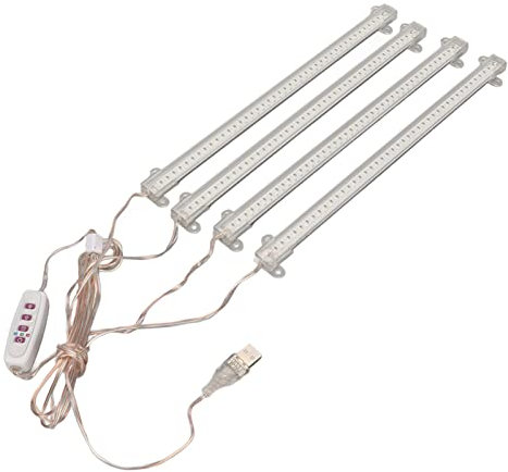Tiras de Luz LED para Cultivo de Plantas, Espectro Completo, 4 Cabezales, Enchufe USB, Función de Temporizador Regulable, Luz LED para Cultivo de Interior, Hogar, Suculentas (4,3 W 84 LED rojos y 84