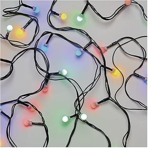 EMOS Cadena de luces LED Cherry colorida para interiores y exteriores, 8 m de largo, cadena de luces navideñas con 80 ledes en forma esférica, de diámetro de 1 cm, 8 modos de luz, fuente de