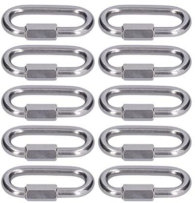 Maglie Rapide in Acciaio Inossidabile, 10 Pezzi Connettore a Vite in Acciaio Inossidabile Connettore a Maglia Rapida Moschettone con Chiusura a Catena, Chiusure Hardware (M8)