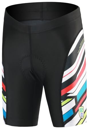 SXSHUN Enfants Garçons Filles Maillot de Cyclisme Sweatshirt Respirant Manches Courtes + Cuissard Shorts avec Coussin Combinaison de Cyslisme, Noir+Vélo(Shorts), 2XL