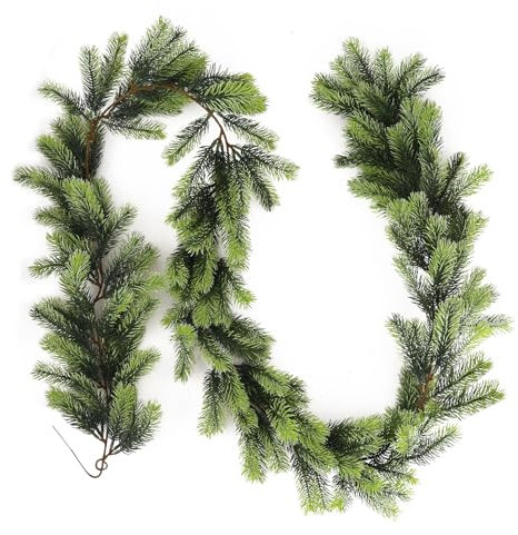 COEKI Tannengirlande aus Kunststoff 190cm Weihnachtsgirlande grün DP künstliche Girlande Tanne Spritzguss Weihnachtsdeko Tannengirlande für Innen und Außen Treppe Balkon Fenster Kamin Deko