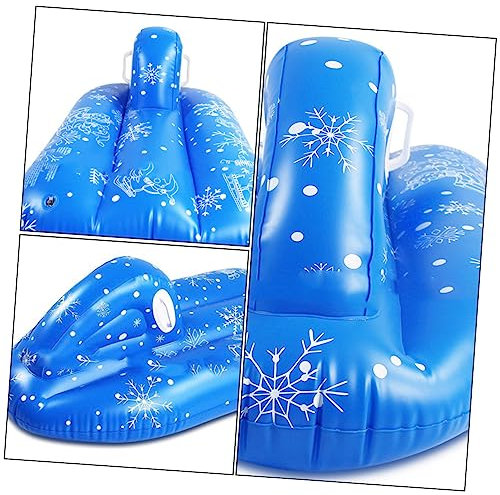SKISUNO Aufblasbarer Schneeschlitten Für Kinder PVC Schneeflocken Design Hochleistungs Bob Für Winterspaß Ideal Für Skifahren Schlittschuhlaufen Und Schneespiele Leicht Und Tragbar