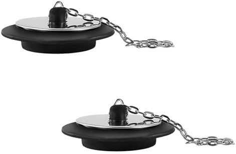 2 Pcs Bath Plug and Chain,43mm Stainless Steel Bath Plug,Multifunctional Universal Bath Plug with 40cm Chain,Rubber Universal Sink Plug Replacement,for Kitchen,Bathroom,Slop,Laundry Sink Plug