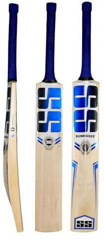 SS Impact Kashmir Willow Cricket Bat - SH | Klass 4 lufttorkad pilträ | massiva TON-kanter | 3-ton grepp | med SS fladdermusskydd | Tillverkad i Indien