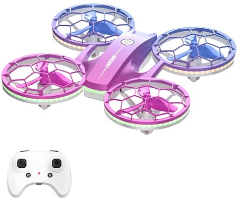 Kavolet Mini Quadrirotor, Jouet avec Lumières LED Vives pour Enfants, Avion télécommandé, Vol Rotatif à 360°, Maintien D'altitude, Batterie Rechargeable (Violette)
