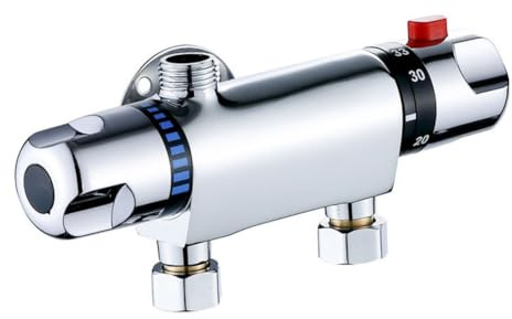 MoSundi Mitigeur de douche thermostatique chromé avec sortie G1/2 pour salle de bain, construction en alliage, contrôle précis de la température à 38 °C