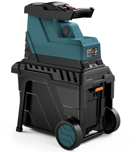 DOVAMAN GT10 Trituradora de Ramas, Motor 2800W sin Escobillas, Rodillo de 6 Dientes, Hasta 45mm, Caja 55L, Silenciosa, Ideal para Jardines - con Protección de Sobrecarga