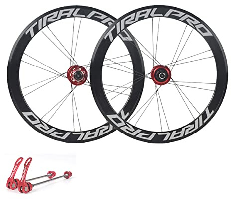 Hjulsats För Hopfällbar Cykel 20 Tum 406mm/451mm BMX-fälg Skivbroms | Snabbkopplingsnav 100/135mm 20 Hål Cykelhjul För 7-11 Växlad Kassett(Red,451)
