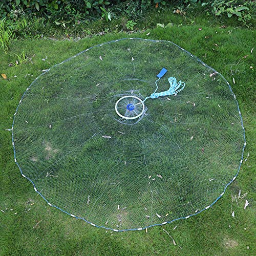 Filet de Pêche de Lancement à la Main, Nylon, 2,4 m, avec Corde 8 m, pour Appâts de Poissons