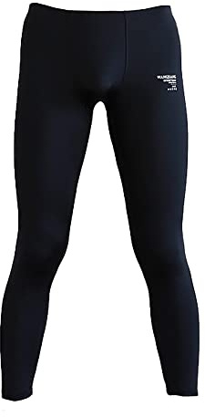 Men's Sports Tight Pants Black Ice Silky Base Layer Leggings with Mesh Panels Large