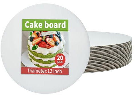 Oiamker Cake Board 20 Stück, 30cm/12inch Tortenunterlage Rund, 2.5 mm Dick Wiederverwendbar Tortenplatte für 8-11 inch Kuchen, Dessert (weiß)