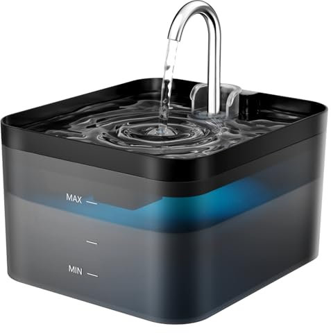 PawPoll Cat Water Fountain for Drinking, 2.2L Cat Water Fountain, Ultra Silent Fountain with Activated Carbon Filter, Pet Water Fountain, Black