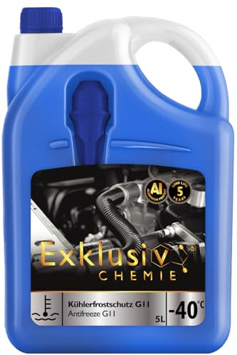 Exklusiv Chemie G11 Kühlerfrostschutz bis -40° – 5 Liter – 5 Jahre | Kühlflüssigkeit Auto | G11 Kühlmittel Auto Blau | Gebrauchsfertig | inkl. Einfüllhilfe