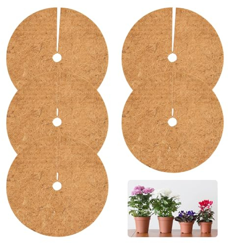 5 unidades de esteras de coco de 40 cm: alfombrilla de fibra de coco natural, 100% biológica disco de coco para plantas, protección invernal para plantas en maceta, disco de mantillo de coco