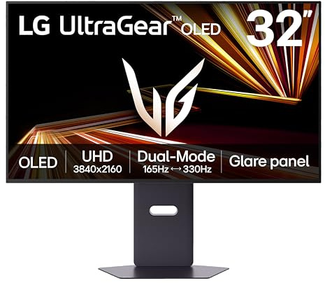 LG 32GX850A-B 32 UltraGear 4K UHD (3840 x 2160) Glossy OLED Gaming Monitor, Dual-Mode 165Hz/330Hz, 0.03ms, G-SYNC, FreeSync Premium Pro, TrueBlack 400, HDMI, DP, Tilt/Height/Swivel/Pivot Stand, Black