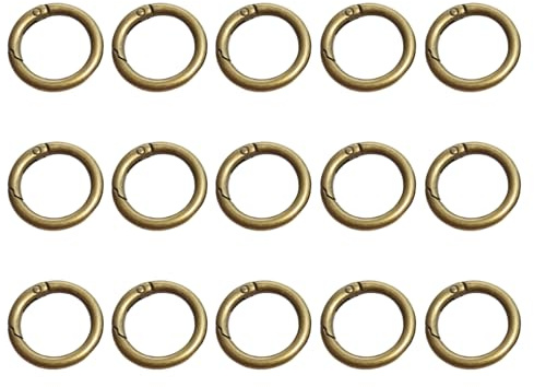 Rainway 15 ganci a o-ring, in bronzo anticato, 27 mm, diametro esterno per borse, portachiavi, fai da te, accessori per zaini, artigianato, portafogli, in lega di zinco, moschettone in metallo