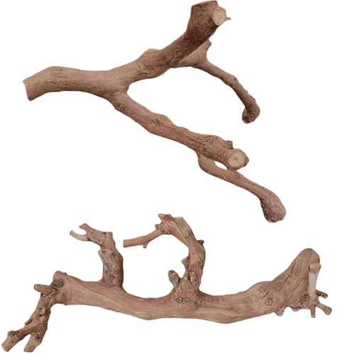 Kathson 2PCS Reptile Wood Branches Decor,Lizard Habitat Natural Wood Decoration,Snake Climbing Branch Accessories,Terrarium Tree Trunk Ornament for Bearded Dragon Gecko Frog Chameleon Spider