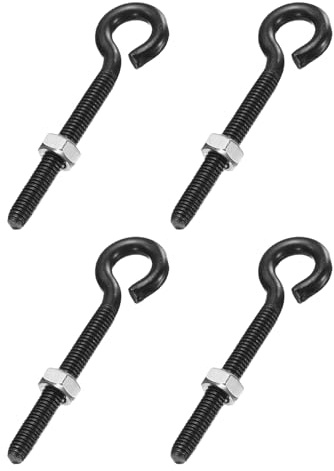 QUARKZMAN 4 Piezas De Perno De Ojo M6 X 60mm Acero Inoxidable 304 Pernos De Ojo Rosca Negros Con Tuerca Para Colgar O Asegurar Cables