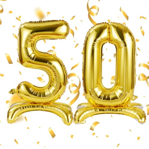 APXEL Oro in Piedi Foil Palloncini, Numeri 50 40 (101cm), Gonfiabili Elio O Aria, Gigant Numero, Granda Palloncino per Anniversario, Decorazione Feste Di Compleanno