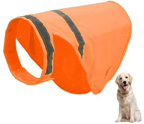 Gilet de Sécurité Réfléchissant pour Chien, Haute Visibilité, avec Bandes Réfléchissantes, Veste pour Chien, Gilet Fluorescent pour Chien, pour la Chasse, Promenade de Nuit, Toutes Tailles(Orange, L)