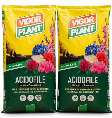 Terriccio per Acidofile 2 Confezioni da 20L (40L Totali) | Substrato Professionale per Azalee, Ortensie, Camelie e Rododendri | pH Acido | Alta Qualità | Ideale per Vaso e Giardino
