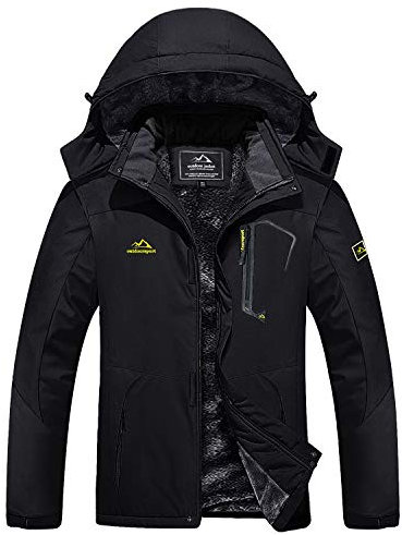 MAGCOMSEN Arbeitsjacke Herren Warm Gefüttert Ski Jacke Übergangsjacke Verdickt Winterjacke Männer Atmungsaktiv Jagdjacke Wasserdicht Dicke Thermo mit Stehkragen Schwarz M
