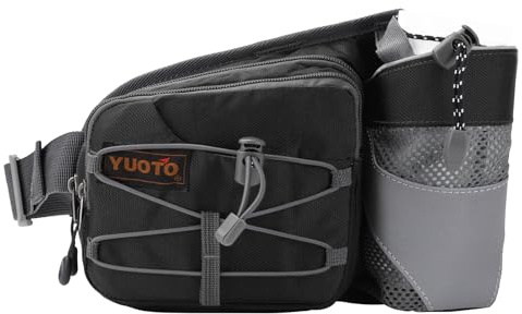 YUOTO Outdoor Fanny Pack with Water Bottle Holder for Walking Hiking Hydration belt Waist Bag - Water Bottle is Not Included