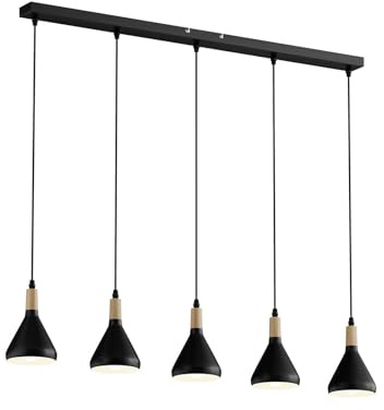 Ceiling Light 'Arina' dimmable (modern) in Black made of Metal for e.g. Living Room & Dining Room (5 light sources, E14) from Lindby | pendant lighting, lamp, hanging lamp, lamp, ceiling lamp, hanging