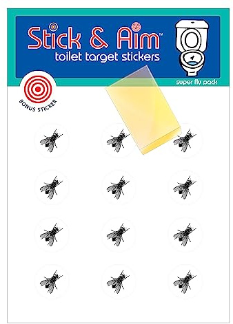 Urinal Fly storpack (13 mål) toalett- och urinoklistermärken med applikatorverktyg, pinnar på våt yta, toalettträningsmål för pojkar