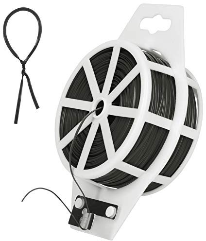 Tenn Well Gartendraht mit Cutter, 100M Weiche Pflanzendrehbinder-Drähte für die Gartenarbeit Kletterpflanzen, Weinreben, Sträucher und Blumen (Schwarz)