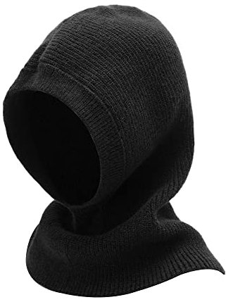 ZLYC Damen Winter Sturmhauben Stricken Winddicht Beanie Mütze Kapuzenschal(Solides Schwarz)