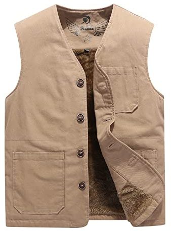 Btmpmcs Chaleco Acolchado Caliente para Hombre Forro Polar Chalecos Exteriores Sin Manga Chaqueta para Otoño Invierno Casual Grueso Abrigo Trabajo Chaleco con Bolsillo Múltiple