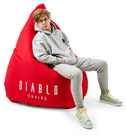 Diablo Gaming Sitzsack XXL Sitzkissen mit Füllung Gaming Sessel Kindersitzsack Beanbag für Kinderzimmer Wohnzimmer EPS Perlen Polyester 110 cm x 100 cm (Rot)